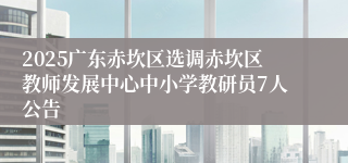2025广东赤坎区选调赤坎区教师发展中心中小学教研员7人公告