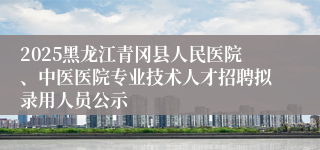2025黑龙江青冈县人民医院、中医医院专业技术人才招聘拟录用人员公示