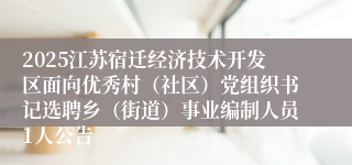2025江苏宿迁经济技术开发区面向优秀村（社区）党组织书记选聘乡（街道）事业编制人员1人公告