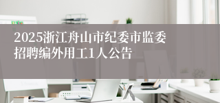 2025浙江舟山市纪委市监委招聘编外用工1人公告