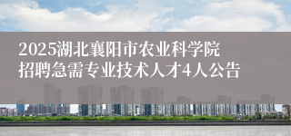 2025湖北襄阳市农业科学院招聘急需专业技术人才4人公告