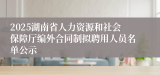 2025湖南省人力资源和社会保障厅编外合同制拟聘用人员名单公示