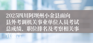 2025四川阿坝州小金县面向县外考调机关事业单位人员考试总成绩、职位排名及考察相关事宜公告