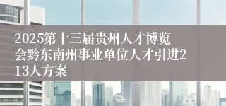 2025第十三届贵州人才博览会黔东南州事业单位人才引进213人方案