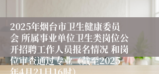 2025年烟台市卫生健康委员会 所属事业单位卫生类岗位公开招聘工作人员报名情况 和岗位审查通过专业（截至2025年4月21日16时）