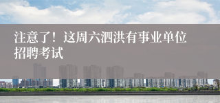 注意了！这周六泗洪有事业单位招聘考试