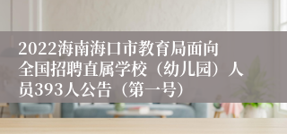 2022海南海口市教育局面向全国招聘直属学校（幼儿园）人员393人公告（第一号）