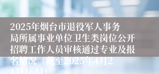 2025年烟台市退役军人事务局所属事业单位卫生类岗位公开招聘工作人员审核通过专业及报名情况（截至2025年4月21日16时）