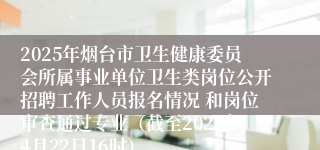 2025年烟台市卫生健康委员会所属事业单位卫生类岗位公开招聘工作人员报名情况 和岗位审查通过专业（截至2025年4月22日16时）