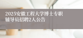 2025安徽工程大学博士专职辅导员招聘2人公告