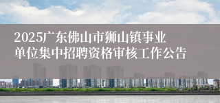 2025广东佛山市狮山镇事业单位集中招聘资格审核工作公告