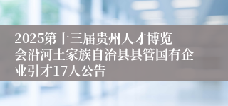 2025第十三届贵州人才博览会沿河土家族自治县县管国有企业引才17人公告