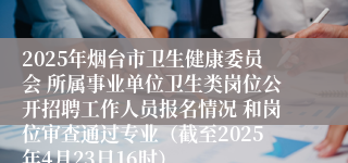 2025年烟台市卫生健康委员会 所属事业单位卫生类岗位公开招聘工作人员报名情况 和岗位审查通过专业（截至2025年4月23日16时）
