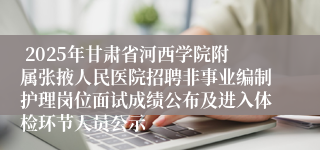  2025年甘肃省河西学院附属张掖人民医院招聘非事业编制护理岗位面试成绩公布及进入体检环节人员公示