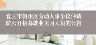 宜宾市叙州区劳动人事争议仲裁院公开招募就业见习人员的公告