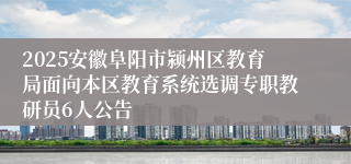 2025安徽阜阳市颍州区教育局面向本区教育系统选调专职教研员6人公告