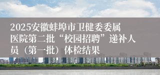 2025安徽蚌埠市卫健委委属医院第二批“校园招聘”递补人员（第一批）体检结果