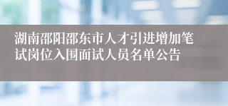 湖南邵阳邵东市人才引进增加笔试岗位入围面试人员名单公告