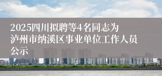 2025四川拟聘等4名同志为泸州市纳溪区事业单位工作人员公示