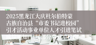 2025黑龙江大庆杜尔伯特蒙古族自治县“市委书记进校园”引才活动事业单位人才引进笔试成绩通知(县属部分事业单位岗位)