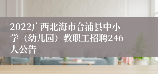 2022广西北海市合浦县中小学（幼儿园）教职工招聘246人公告