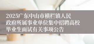 2025广东中山市横栏镇人民政府所属事业单位集中招聘高校毕业生面试有关事项公告