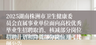 2025湖南株洲市卫生健康委员会直属事业单位面向高校优秀毕业生招聘取消、核减部分岗位招聘计划和降低部分岗位开考比例公告