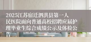2025江苏宿迁泗洪县第一人民医院面向普通高校招聘应届护理毕业生综合成绩公示及体检公告