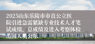 2025山东乐陵市市直公立医院引进急需紧缺专业技术人才笔试成绩、总成绩及进入考察体检范围人员公示