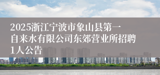 2025浙江宁波市象山县第一自来水有限公司东郊营业所招聘1人公告
