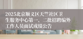 2025北京顺义区天竺社区卫生服务中心第一、二批招聘编外工作人员面试成绩公告