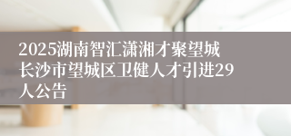 2025湖南智汇潇湘才聚望城长沙市望城区卫健人才引进29人公告