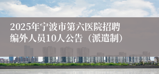 2025年宁波市第六医院招聘编外人员10人公告（派遣制）