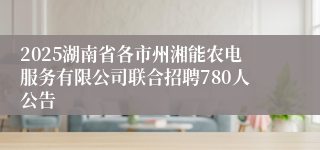 2025湖南省各市州湘能农电服务有限公司联合招聘780人公告