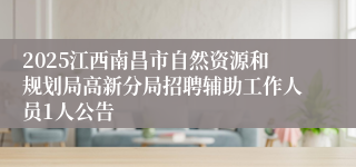 2025江西南昌市自然资源和规划局高新分局招聘辅助工作人员1人公告