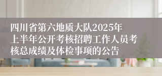 四川省第六地质大队2025年上半年公开考核招聘工作人员考核总成绩及体检事项的公告