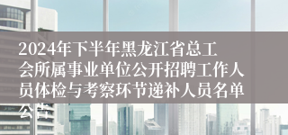 2024年下半年黑龙江省总工会所属事业单位公开招聘工作人员体检与考察环节递补人员名单公告