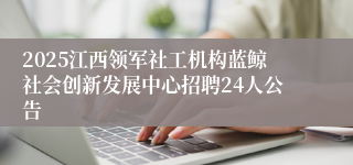2025江西领军社工机构蓝鲸社会创新发展中心招聘24人公告