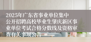 2025年广东省事业单位集中公开招聘高校毕业生肇庆新区事业单位考试合格分数线及资格审查有关事项公告