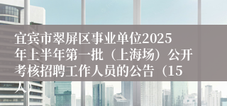 宜宾市翠屏区事业单位2025年上半年第一批（上海场）公开考核招聘工作人员的公告（15人）