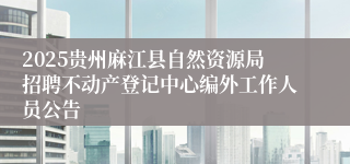 2025贵州麻江县自然资源局招聘不动产登记中心编外工作人员公告