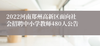 2022河南郑州高新区面向社会招聘中小学教师480人公告