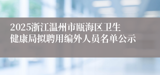 2025浙江温州市瓯海区卫生健康局拟聘用编外人员名单公示