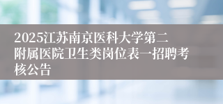 2025江苏南京医科大学第二附属医院卫生类岗位表一招聘考核公告