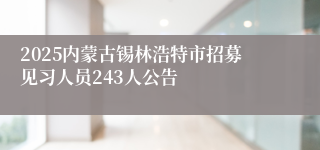 2025内蒙古锡林浩特市招募见习人员243人公告