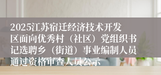 2025江苏宿迁经济技术开发区面向优秀村（社区）党组织书记选聘乡（街道）事业编制人员通过资格审查人员公示