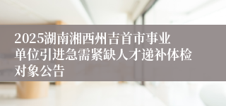 2025湖南湘西州吉首市事业单位引进急需紧缺人才递补体检对象公告