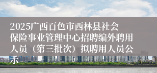 2025广西百色市西林县社会保险事业管理中心招聘编外聘用人员（第三批次）拟聘用人员公示