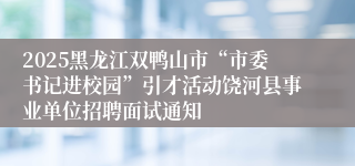 2025黑龙江双鸭山市“市委书记进校园”引才活动饶河县事业单位招聘面试通知