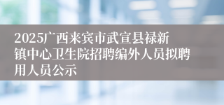 2025广西来宾市武宣县禄新镇中心卫生院招聘编外人员拟聘用人员公示